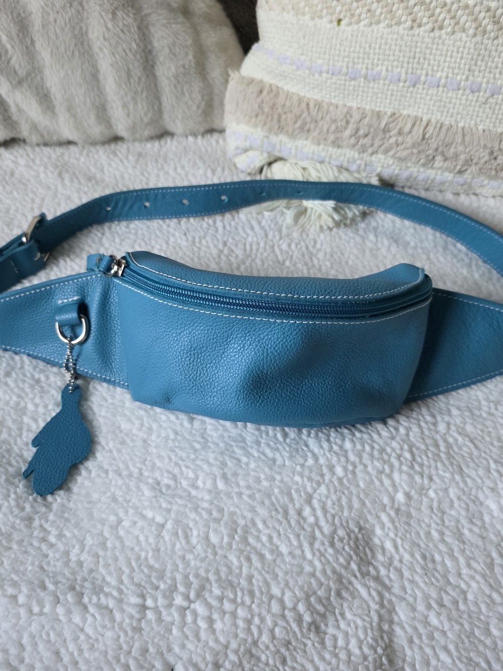 Roots Teal Leather Belt Bag